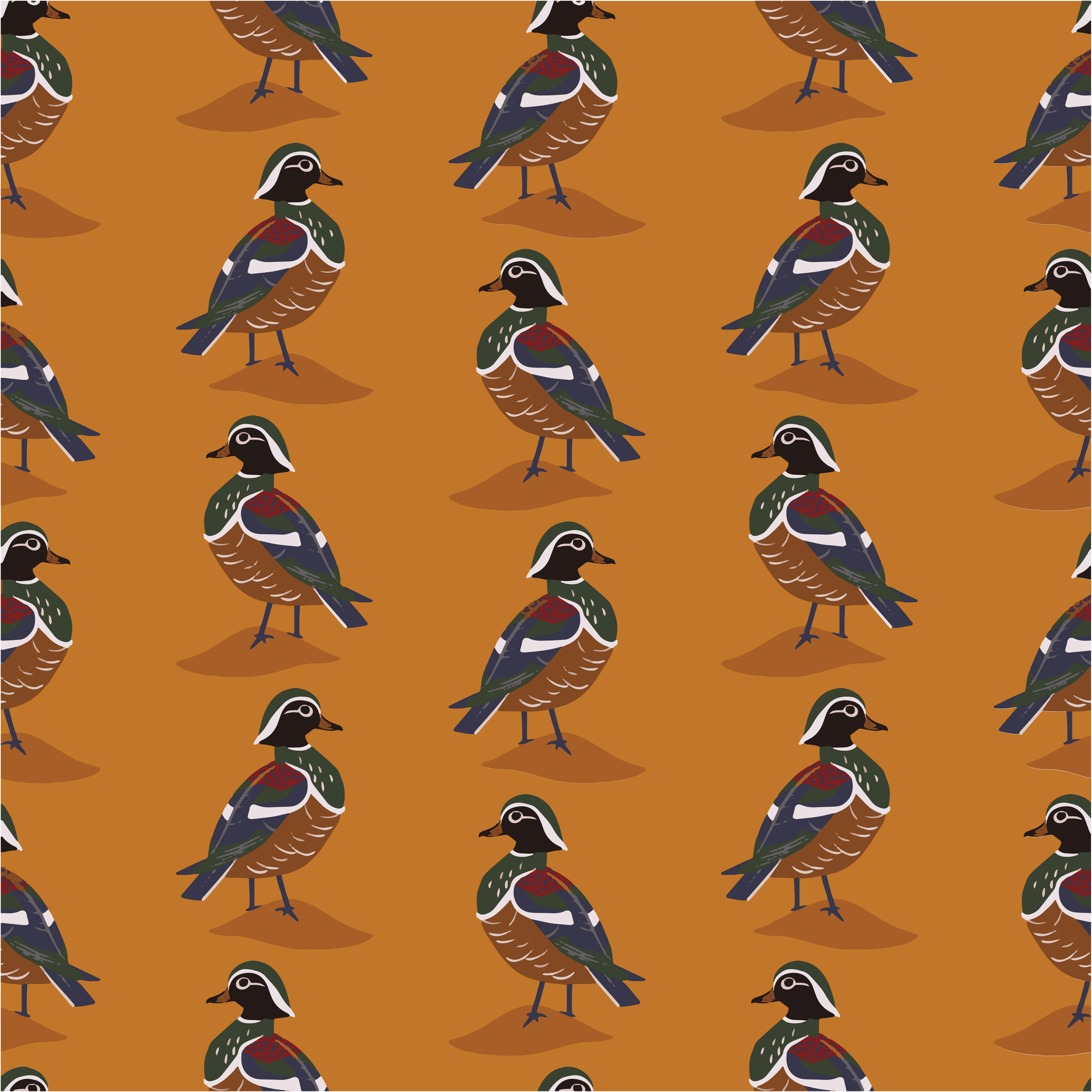 Seamless Wood Duck Pattern